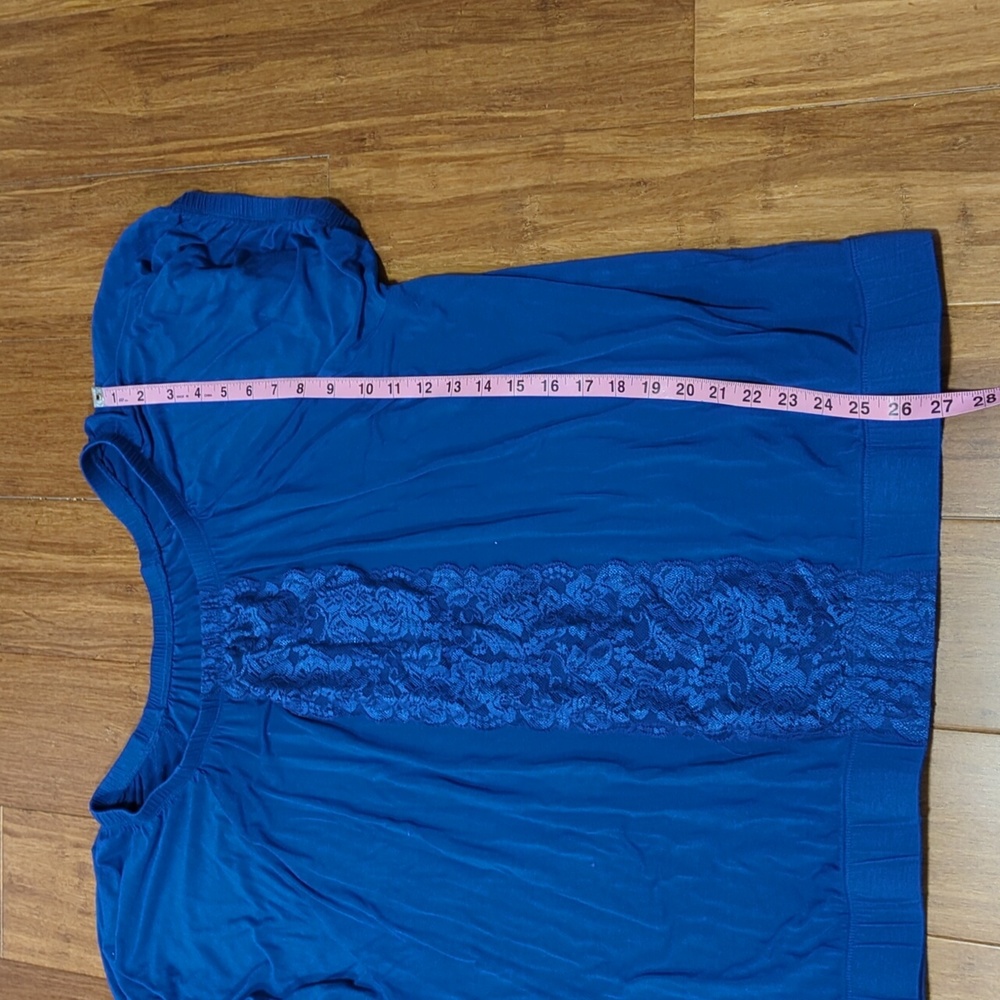 Lane Bryant Peasant Style Blue Top with Lace. - Picture 10 of 12